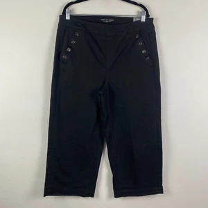 Chicos Pull On Wide Leg Ankle Jeans Size 3P US 16P Black Button Detail - Picture 1 of 12