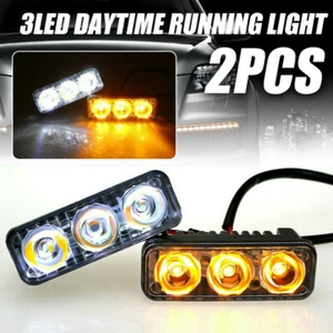 3 LED Strip DRL Daytime Running Light Fog For Car Lamp Driving White /Amber 2PCS - Picture 1 of 7
