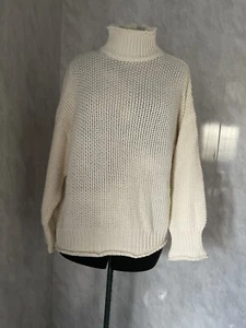 Women Chunky Knitted High Roll Neck Jumper Size Large - Picture 1 of 4