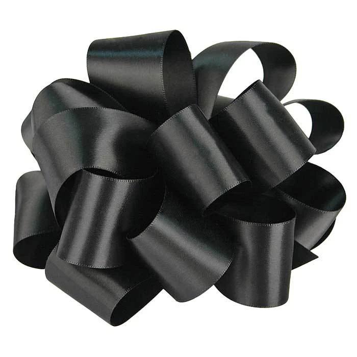 CINTA DE POLIÉSTER SATINADO NEGRO DOBLE CARA 10 yardas 5/8"- 7/8" - 1 1/2"- 2 1/4" Foto 1 de 1