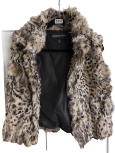 Rabbit Fur Sleeveless Vest By Adrienne Landau Cheetah Print S Small - Picture 1 of 4