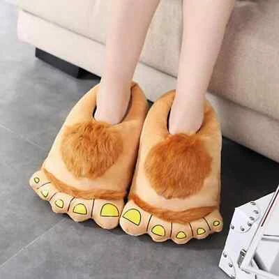 Novelty Furry Hobbit Bigfoot Slippers Indoor Shoes for Men Women Halloween Chris