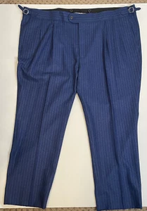 Loro Piana Blue White Chalkstripe Wool Pants 46" x 26" Dream Tweed Extrafine Adj - Picture 1 of 10