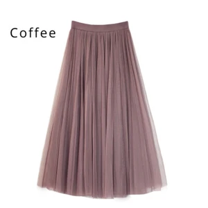 Gonna lunga donna maglia midi linea A garza tulle elastico vita alta gonna casual - Foto 1 di 19