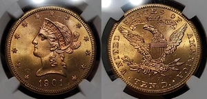 1901 S Liberty Gold Eagle $10 NGC MS 66 - Picture 1 of 9