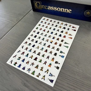 Carcassonne 20th Anniversary | Meeple and Abbot Sticker Sheet | Game Piece - Picture 1 of 4