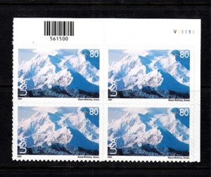 USA PLATE BLOCK OF 4 - SC# C137 MOUNT McKINLEY, ALASKA 80c. PB4 - PL# V11111 UR - Picture 1 of 1