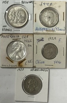Lote de 5 monedas de plata australianas del mundo (las fechas varían) Foto 1 de 2