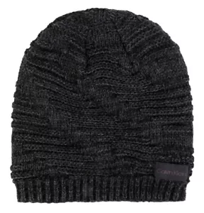 CAPPELLO A BERRETTO NERO DA UOMO CALVIN KLEIN TESTURIZZATO IN MAGLIA MISURA - Foto 1 di 2