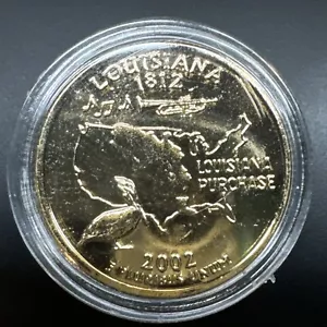 2002 D Washington Quarter - Louisiana - Gold Plated - Free Shipping - Picture 1 of 2