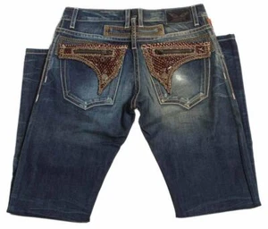 Pantalones de mezclilla para hombre Robins Designer D5651 Snake Motor solapa bolsillo tachonado lavado medio 29 - Imagen 1 de 2