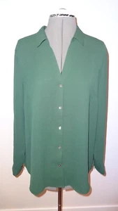 J Jill M Green Polyester Crepe Shirt Blouse Button Front Mint Condition - Picture 1 of 7