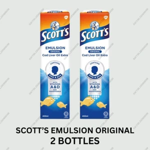 2 x 400ML Scott's Emulsion Cod Liver Oil Extra Original Flavour Immune Support - Picture 1 of 6