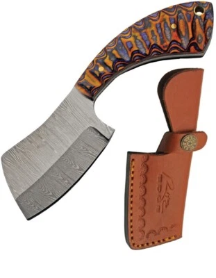 Cuchillo fijo Damasco 6,5" acero Damasco hoja de cuchilla pequeña mango de madera de pakka Foto 1 de 4