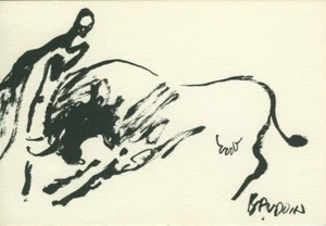 BAUDOIN TAUREAU EX-LIBRIS INÉDIT POUR FANZINE DE LIZANO OH! LA VACHE - Picture 1 of 1