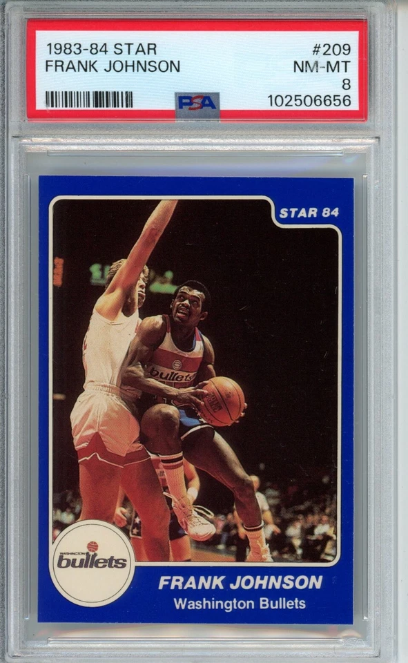 1983-84 STAR #209 FRANK JOHNSON PSA 8 MINT CORNERS CENTERED HIGHEST GRADE ROOKIE - Image 1 of 2