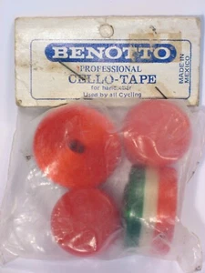 BENOTTO MULTICOLOR HANDLEBAR TAPE CELLO-TAPE RED WHITE GREEN w/BAR END PLUG CAPS - Picture 1 of 2