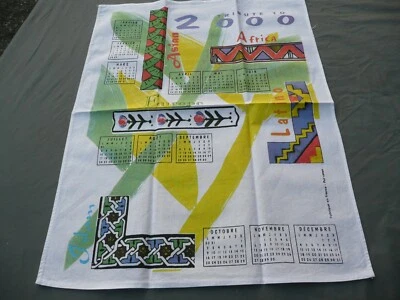 1 torchon ancien vintage en coton  calendrier  2000  - Photo 1/2