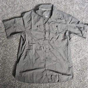 Merrell Opti-Wick Men Size M Button Up Shirt Roll Tab Sleeve Gray upf 30+ - Picture 1 of 7
