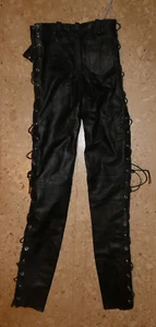 Lederhose zum Schnüren, Bikerhose, Schnürlederhose, Echtleder,  Gr. 34, XS, W26 - Bild 1 von 5