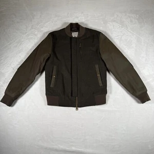 Mango Man Bomber Jacket Size XS Casual Full Zip Snap Closure Brown - Picture 1 of 16