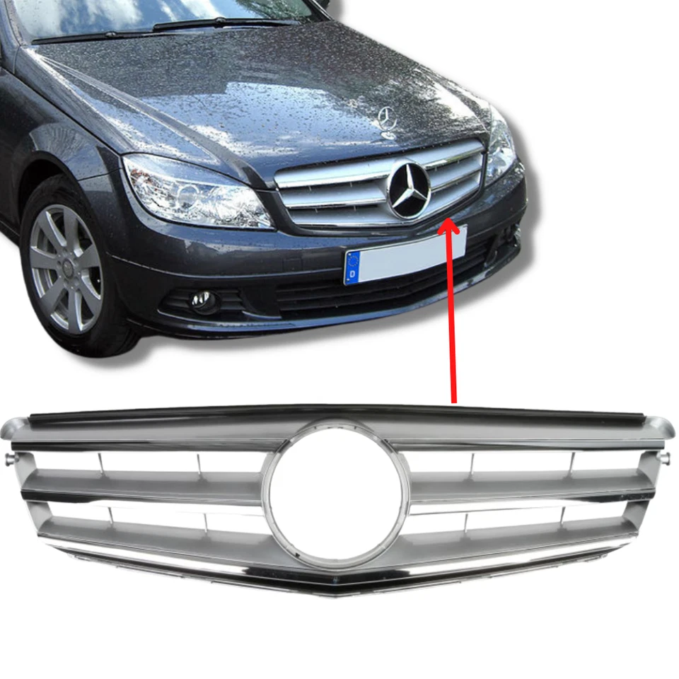 Kühlergrill für Mercedes-Benz C-Klasse W204 S204 Avantgarde A2048800023 Silber - Bild 1 von 3