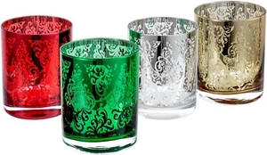 Metallic Gold Silber Rot Grün Farbe Lowball Whiskey Trinkglas, 4 Stück Set - Bild 1 von 7
