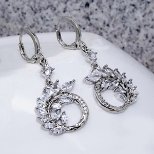 Funkelnde Damenohrringe vergoldet Ohrringe mit 18K weiß Gold, Ohrringe Topas - Bild 1 von 3