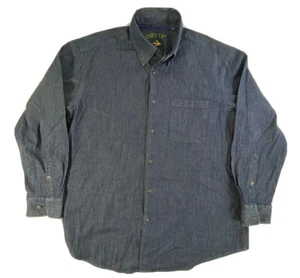 Men's Orvis Dark Blue Denim Cotton Long Sleeve Button Shirt Size XL - Picture 1 of 7