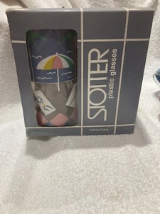 Vintage H.J. Stotter Brand New Unbreakable Glasses Box Of 4 Jumbo USA Pool MCM! - Picture 1 of 10