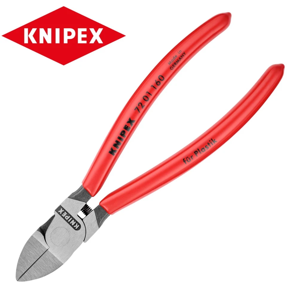 Knipex Plastic Cutters 160mm Diagonal Flush Cutting Side Cut Cable Ties 7201160