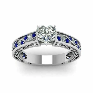 2,45 Karat Herz Diamant Verlobungsring Weißgold-Finish Trauring Ehering gr 50-62 - Bild 1 von 5