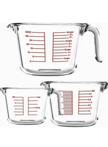 Naitesen 3 Piece Glass Measuring Cup Set 1 Cup 2 Cup 4 Cup Liquid Clear - Picture 1 of 11
