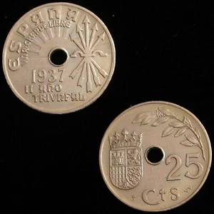*GUTSE* FRANCO-10, 25 CÉNTIMOS 1937, CASI SIN CIRCULAR. - Picture 1 of 1