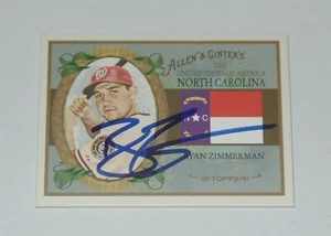 RYAN ZIMMERMAN SIGNED AUTO'D 2008 TOPPS ALLEN & GINTER'S CARD #US33 NATIONALS - Picture 1 of 3