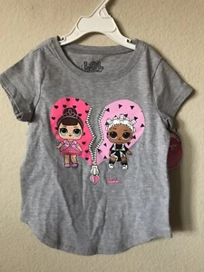 NWT LOL Surprise Gray Heartbreaker Short Sleeve Girls' T Shirt Top Size XS 4/5 - Picture 1 of 2