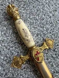 Sword Masonic Free Mason Knights Templar Gold Wash - Picture 1 of 20