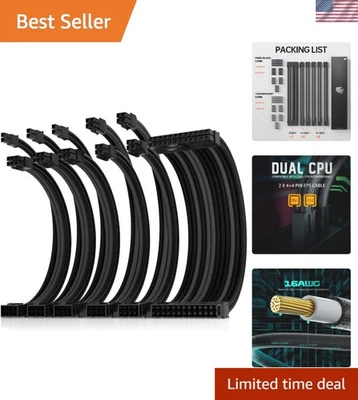 Versatile 30cm Power Supply Extension with 1x24-Pin ATX & Dual 8-Pin EPS - Image 1 of 4