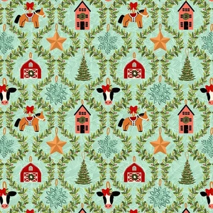 Poppie Cotton - Prairie Christmas - Country Ornaments - Teal - Picture 1 of 5