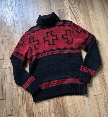 Polo Ralph Lauren Navajo вязаный свитер водолазка шерсть шелковая смесь мужской средний - Изображение 1 из 4