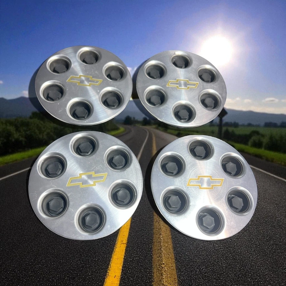 Juego de 4 tapas centrales de rueda Chevy de 8 pulgadas OEM 6-Lug Bowtie 15004143 Silverado Tahoe Foto 1 de 4