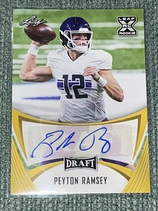 Leaf Draft 2021 Peyton Ramsey RC Gold Auto #BA-PRI 🔥 - Imagen 1 de 2