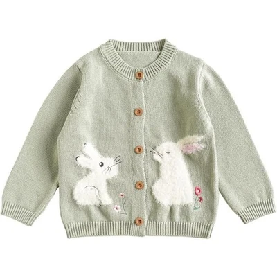 Baby Kids вязаный кардиган свитер крючком Crewneck кнопка мягкий топы кардиган - Изображение 1 из 4