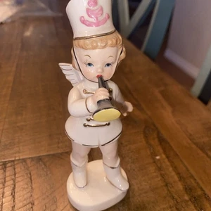 Napco seltene 50er Jahre Keramik Figur ~ Mädchen in Marschkapelle Horn Musik - Bild 1 von 7