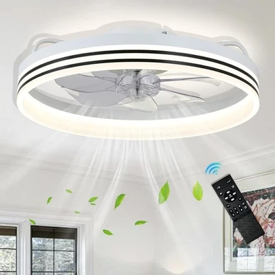 White LED Ceiling Fan, 6 Speeds, Dimmable, Color Change, Remote - Image 1 of 4