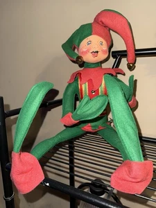 NWT Vintage 1996 Annalee 22” Just A Jester Red, Green With Jingle Bells On Hat - Picture 1 of 3