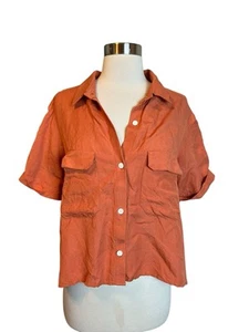 Camisa Emerson Fry Boxy M/L Naranja Manga Corta Mezcla de Lino - Imagen 1 de 6