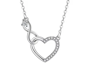 Collane ad incastro cuore zirconi argento sterling 925 regalo lusso infinito - Foto 1 di 6