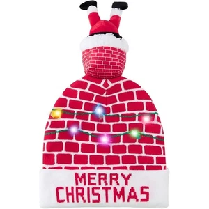 Ugly Christmas Sweater Mütze Unisex LED Light-up Neuheit Strick Xmas Beanie Mütze - Bild 1 von 5