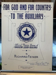 I 1938 American Legion Auxiliary Sheet Music FOR GOD AND FOR COUNTRY - Picture 1 of 2